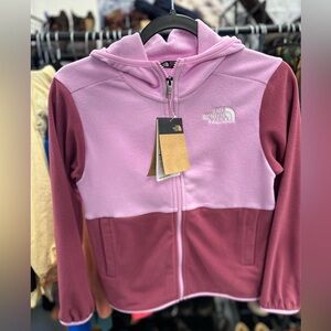 The North Face Kids' Pink and Maroon Fleece Jacket Hoodie NWT